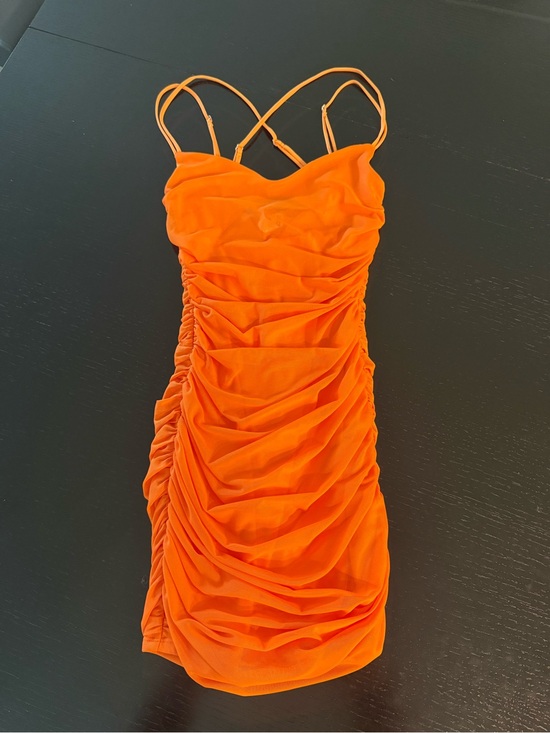 Lucy in the Sky Dresses & Skirts - Lucy in the Sky Ruched Spaghetti-Strap Mini Dress - Orange